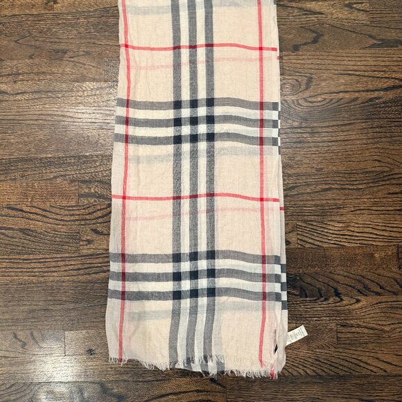 Burberry Wool Silk Wide Check Scarf - Picture 3 of 3